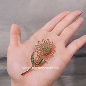Cubic Zirconia Sunflower Brooch